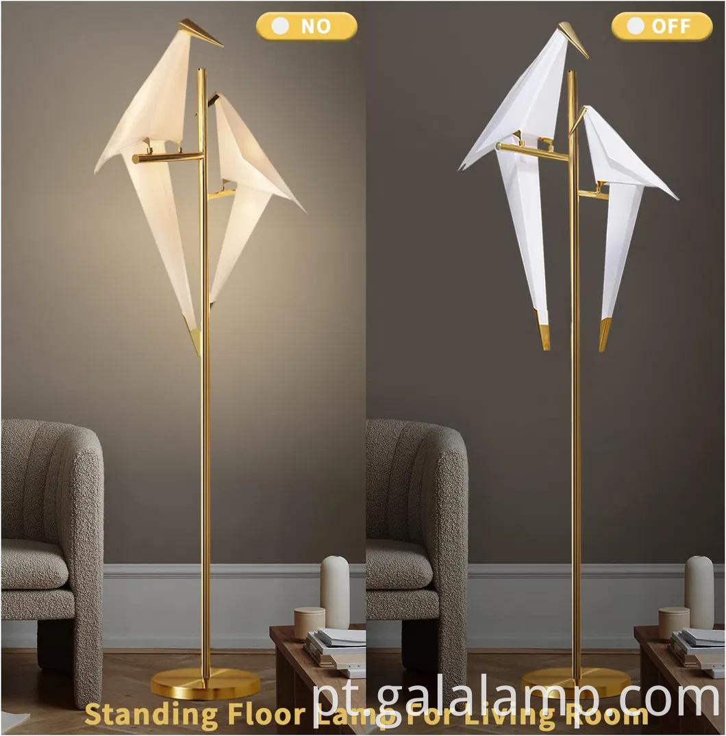 Lâmpada de pássaro decorativa nórdica moderna com design de guindaste dourado de luxo